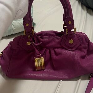 Designer Purple Leather Handbag